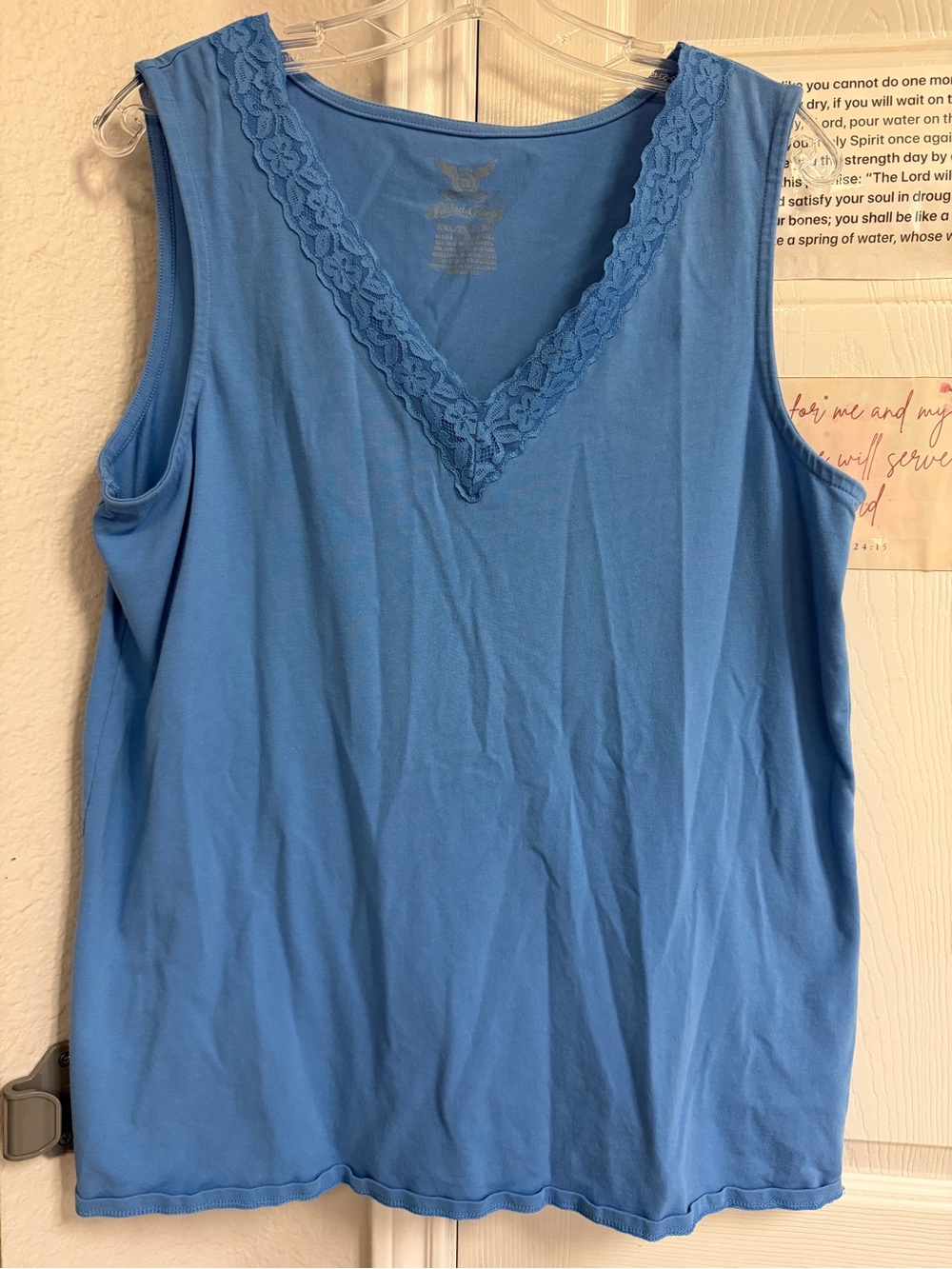 Faded Glory Blue Lace-Trim V-Neck Tank
